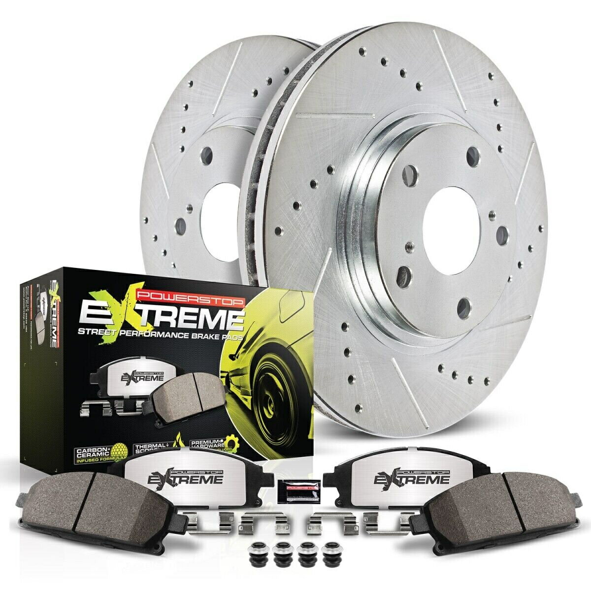 brake disc rotor K5948-26 PowerStop 2ホイールセットブレーキディスクとパッドキットのフロントシボレーカプリス K5948-26 Powerstop 2-Wheel Set Brake Disc and Pad Kits Front for Chevy Caprice