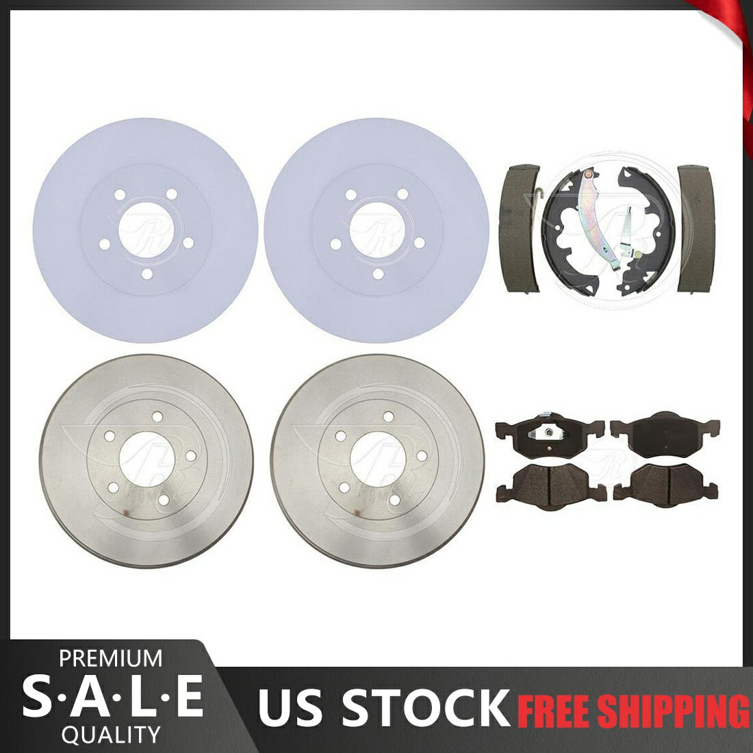 brake disc rotor Ford Escape 2007コーティングブレーキローター＆ドラム +メタリックパッドとブレーキシューズ Fits Ford Escape 2007 Coated Brake Rotors & Drums + Metallic Pads & Brake Shoes