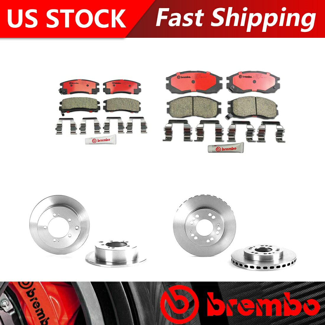 brake disc rotor 2000ダッジアベンジャーフロントリアキットブレーキローターとセラミックブレーキパッド - ブレンボ Fits 2000 Dodge Avenger Front Rear Kit Brake Rotors & Ceramic Brake Pads -Brembo