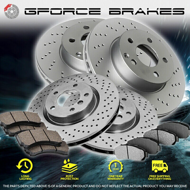 brake disc rotor F+R 2010-11 Saab 9-5 W/F321mm R-Vented 5ラグ用F+Rドリルドローターとセラミックパッド F+R Drilled Rotors & Ceramic Pads for 2010-11 SAAB 9-5 w/F321mm R-Vented 5 Lugs