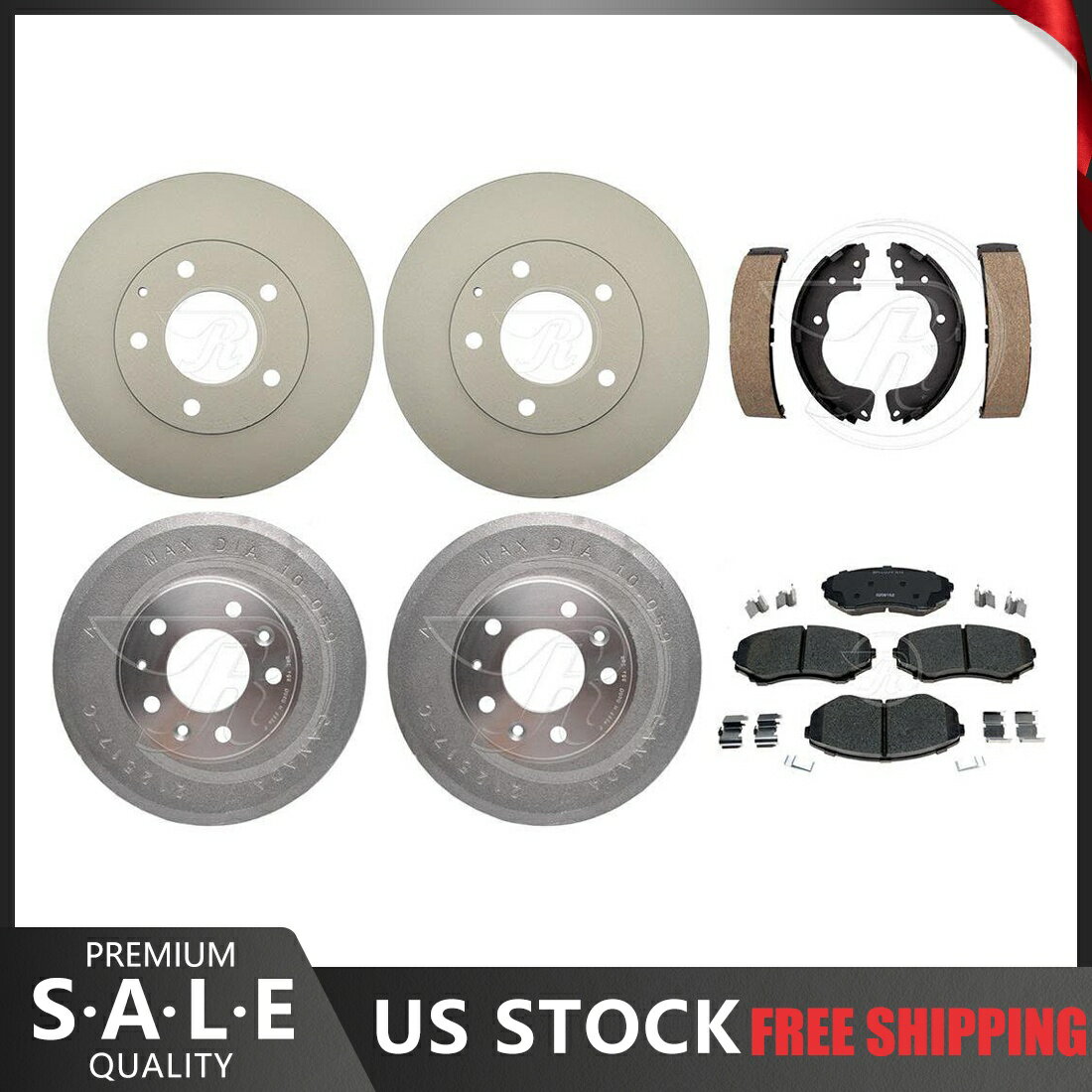 brake disc rotor 2003-2005マツダMPVコーティングブレーキローターセラミックパッド +ブレーキドラムシューズ Fits 2003-2005 Mazda MPV Coated Brake Rotors Ceramic Pads + Brake Drums Shoes