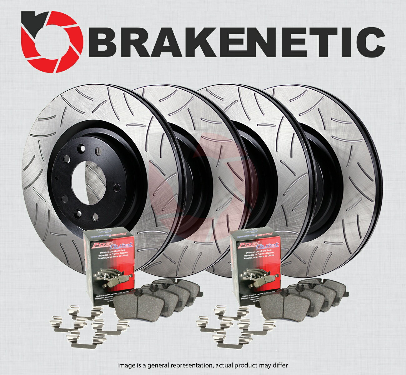 brake disc rotor 2008-15の三菱ランサーevo x [F&R] BRAKENETIC PREMIUM GT SLOT Brake Rotors + POSI QUIET Ceramic Pads BPK89967
