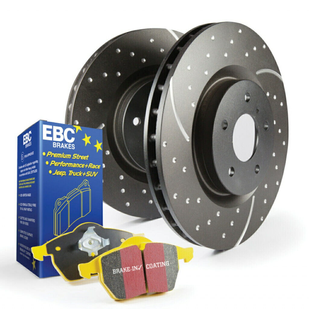 brake disc rotor trqフロントセラミックパッドパフォーマンスローターパフォーマンスローターサンタフェソレントためのキャリ EBC Front Brake Kit S5 Yellowstuff - DP41610R and GD7087