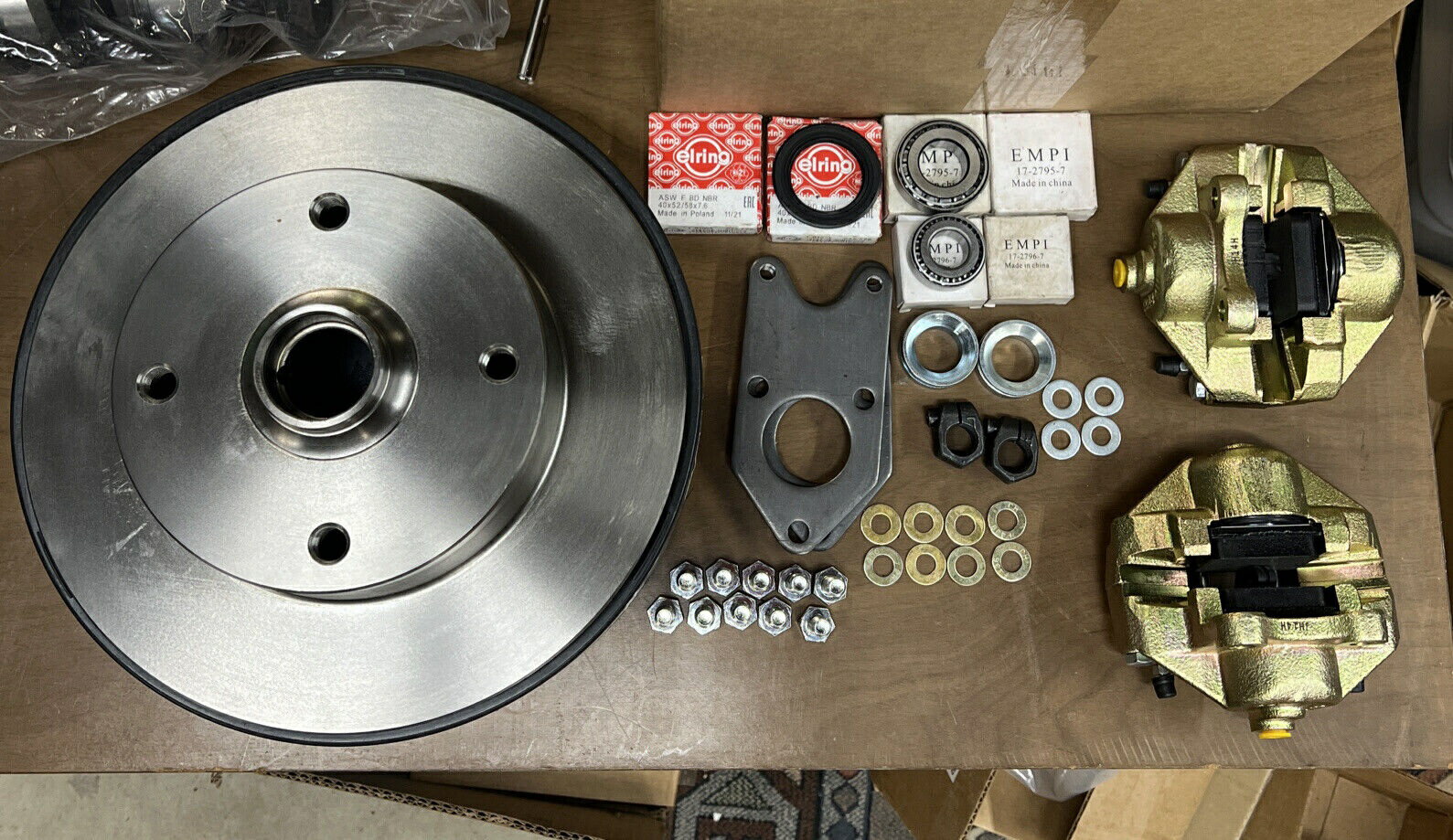 brake disc rotor Empi 22-2986 VWバグキングピンフロントディスクブレーキキット、4ラグVWパターン、オープンボックス Empi 22-2986 Vw Bug King Pin Front Disc Brake Kit, 4 Lug Vw Pattern, Open Box
