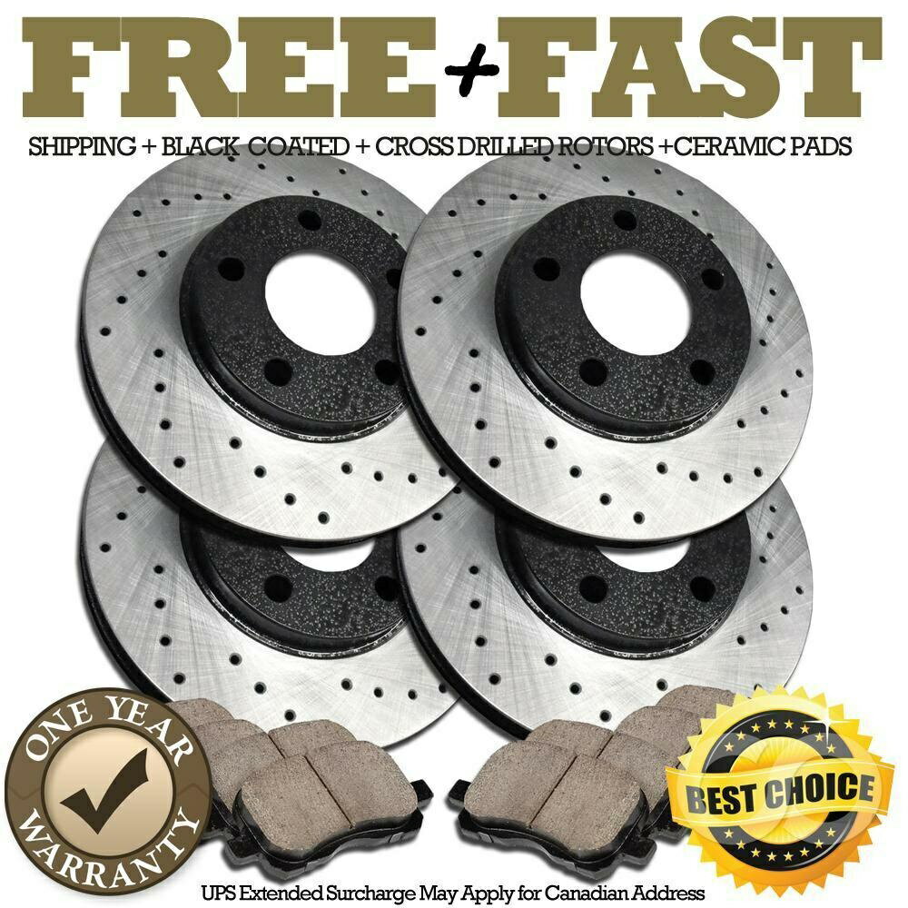 brake disc rotor 06-11ダッジダッジ用のebc H0147 FRONT+REAR BLACK Drill Brake Rotors Pads FOR 2004 2005 Nissan Maxima