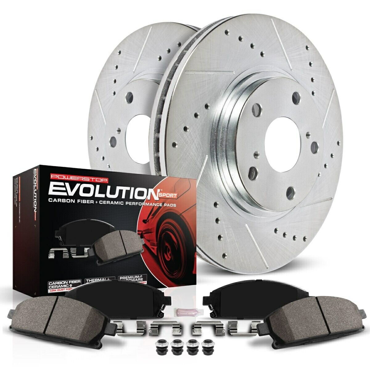 brake disc rotor [f＆ r]プレミアムプレミアムドリル + posi静か静かセラミックbpk56128 K1916 Powerstop 2-Wheel Set Brake Disc and Pad Kits Front for F150 Truck F-150