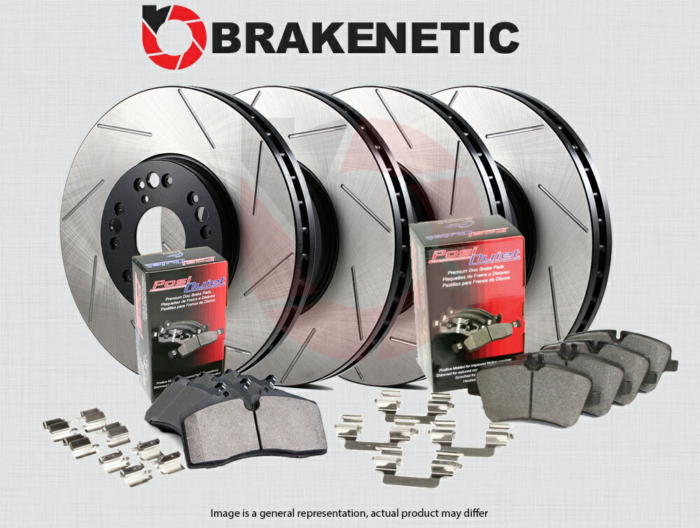 brake disc rotor トヨタツンドラレクサス用用のフロントリアドリル [F&R] BRAKENETIC PREMIUM SLOTTED Brake Rotors + POSI QUIET Ceramic Pads BPK93313