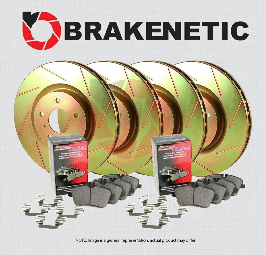 brake disc rotor [F＆R] Brakenetic Sport Slotted Brake Rotors + Posi静かなセラミックパッドBSK834..