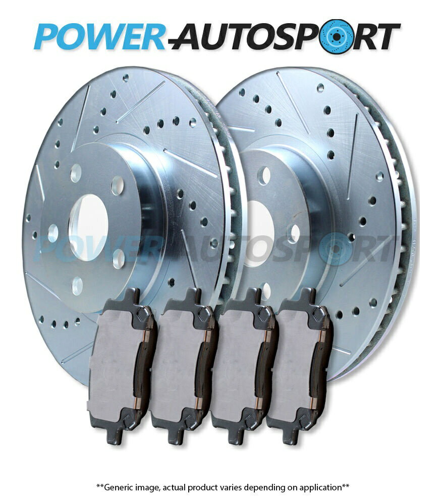 brake disc rotor （リア）パワークロスドリルスロットスロットメッキブレーキディスクローター +パッド57214pk (REAR) POWER CROSS DRILLED SLOTTED PLATED BRAKE DISC ROTORS + PADS 57214PK