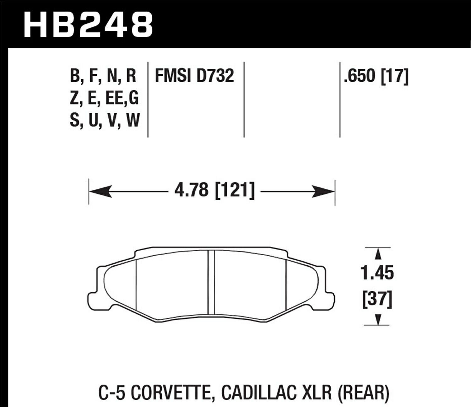 brake disc rotor ホークパフォーマンスHB248Q.650 DTC-80ディスクブレーキパッドフィット97-13コルベットXLR Hawk Performance HB248Q.650 DTC-80 Disc Brake Pad Fits 97-13 Corvette XLR