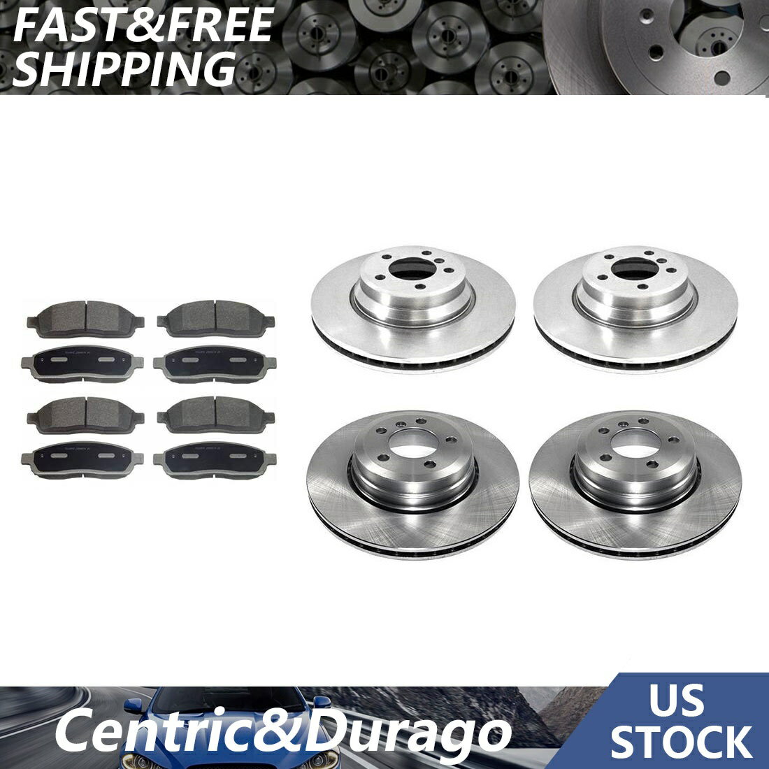 brake disc rotor フロントリアキットブレーキローターとメタリックブレーキパッドペアセットフィット2005 BMW 760i Front Rear Kit Brake Rotors & Metallic Brake Pads Pair Set Fits 2005 BMW 760i