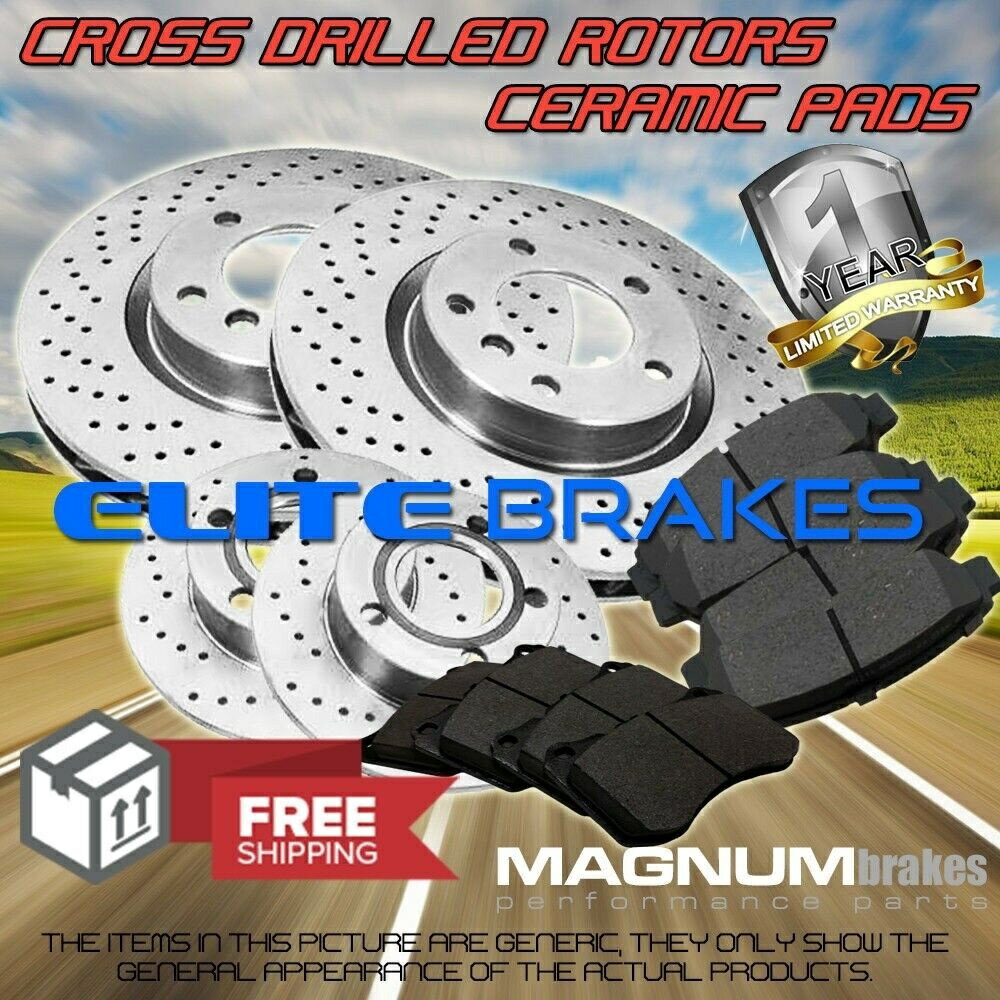 brake disc rotor 2005年から2007年のランドローバーLR3 4.4L V8エンジンのF+Rドリルローターとセラミックパッド F+R Drilled Rotors & Ceramic Pads for 2005-2007 Land Rover LR3 4.4L V8 Engine