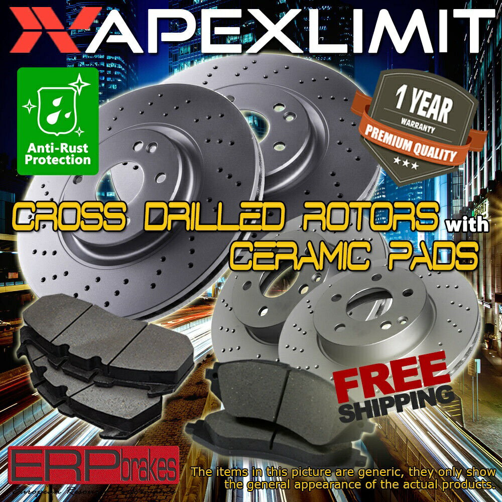 brake disc rotor フロント+リアドリルローターと2005年から2008年のポンティアックグランプリGXP 5.3Lのセラミックパッド Front+Rear Drill Rotors & Ceramic Pads for 2005-2008 Pontiac Grand Prix GXP 5.3L