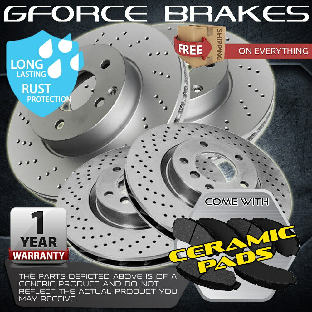 brake disc rotor フロント+リアドリルローターとセラミックパッド（2003-2004）ランドローバーレンジローバー Front+Rear Drilled Rotors & Ceramic Pads for (2003-2004) Land Rover Range Rover