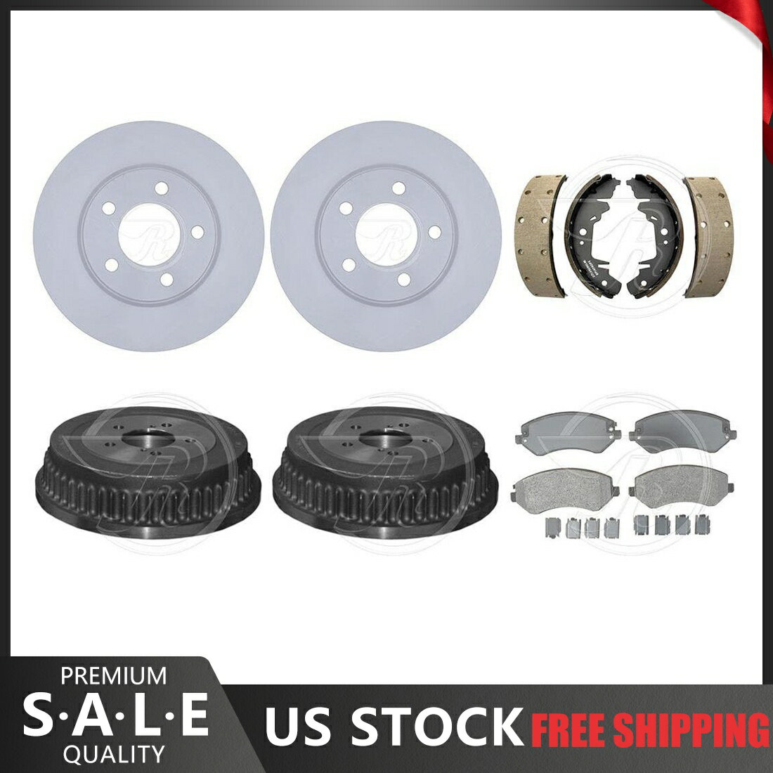 brake disc rotor ダッジグランドキャラバン2003コーティングブレーキローターとメタリックパッドドラムと靴 Fits Dodge Grand Caravan 2003 Coated Brake Rotors & Metallic Pads Drums & Shoes