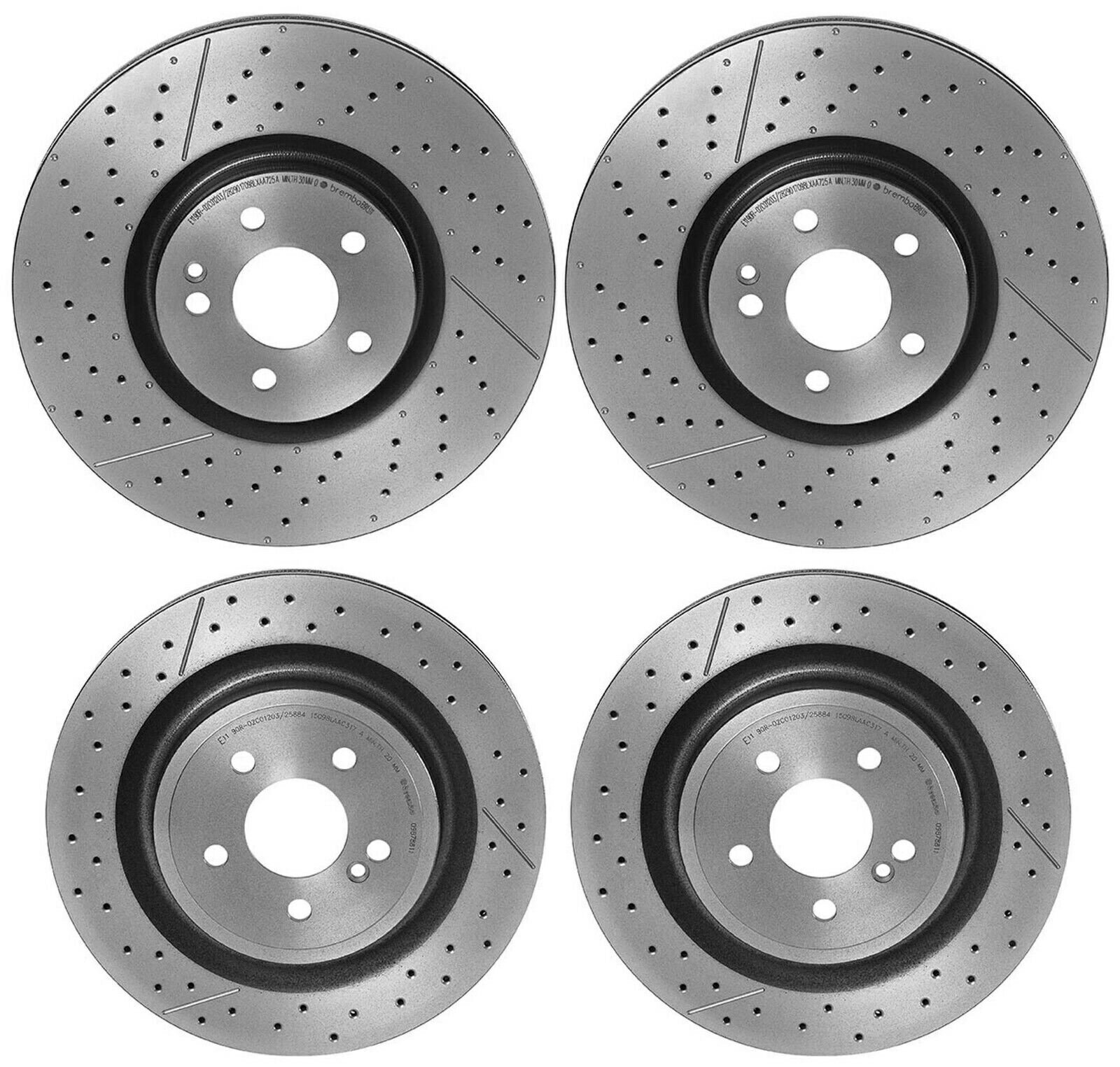 brake disc rotor MB X156用のブレンボフロントリアコーティングPVT Xドリルスロットブレーキディスクローターキット Brembo Front Rear Coated PVT X-Drilled Slotted Brake Disc Rotors Kit for MB X156