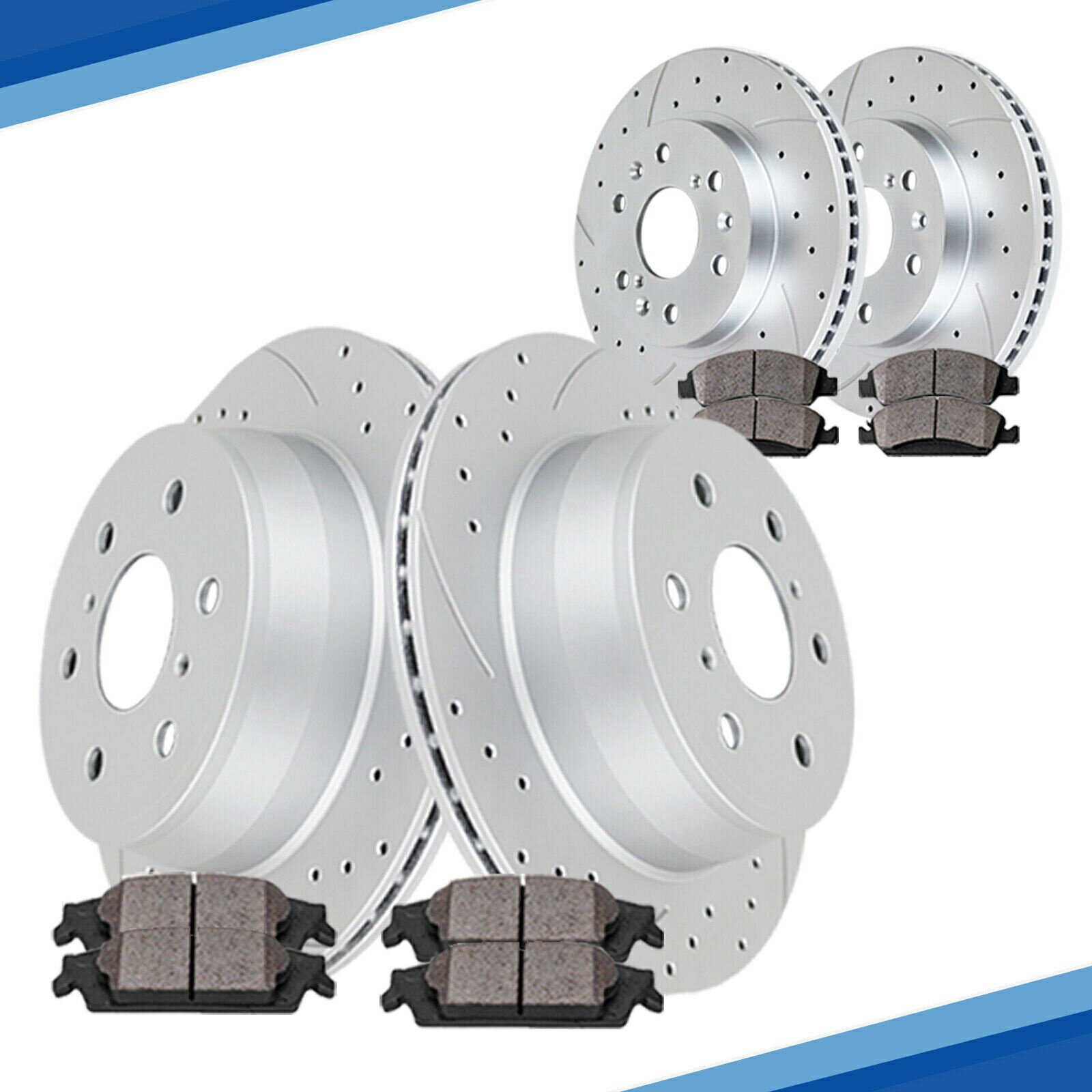 brake disc rotor GMC Yukon XL Silverado Sierra 1500フロントリアローターとブレーキパッドブレーキ Fit GMC Yukon XL Silverado Sierra 1500 Front Rear Rotors and Brake Pads Brakes