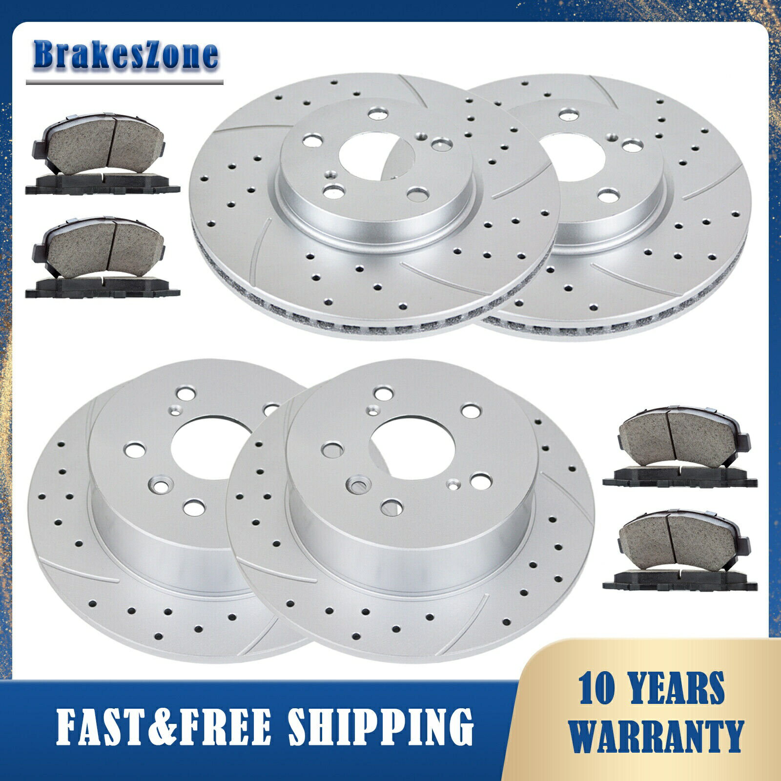 brake disc rotor 296mmフロント281mmリアディスクローターパッドトヨタカムリ2007-2011ブレーキ 296mm Front 281mm Rear Disc Rotors Pads Fit for Toyota Camry 2007-2011 Brakes