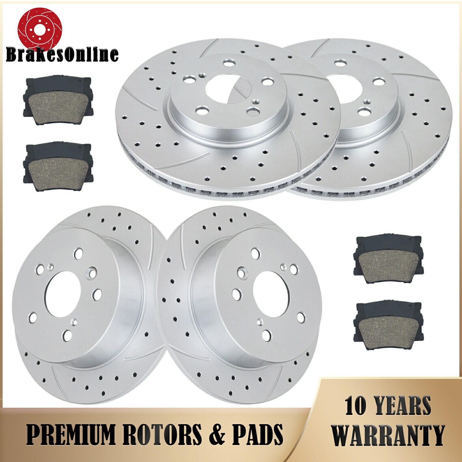 brake disc rotor 296mmフロント281mmリアブレーキローターパッドトヨタアバロンレクサスES300Hブレーキ 296mm Front 281mm Rear Brake Rotors Pads for Toyota Avalon Lexus ES300H Brakes