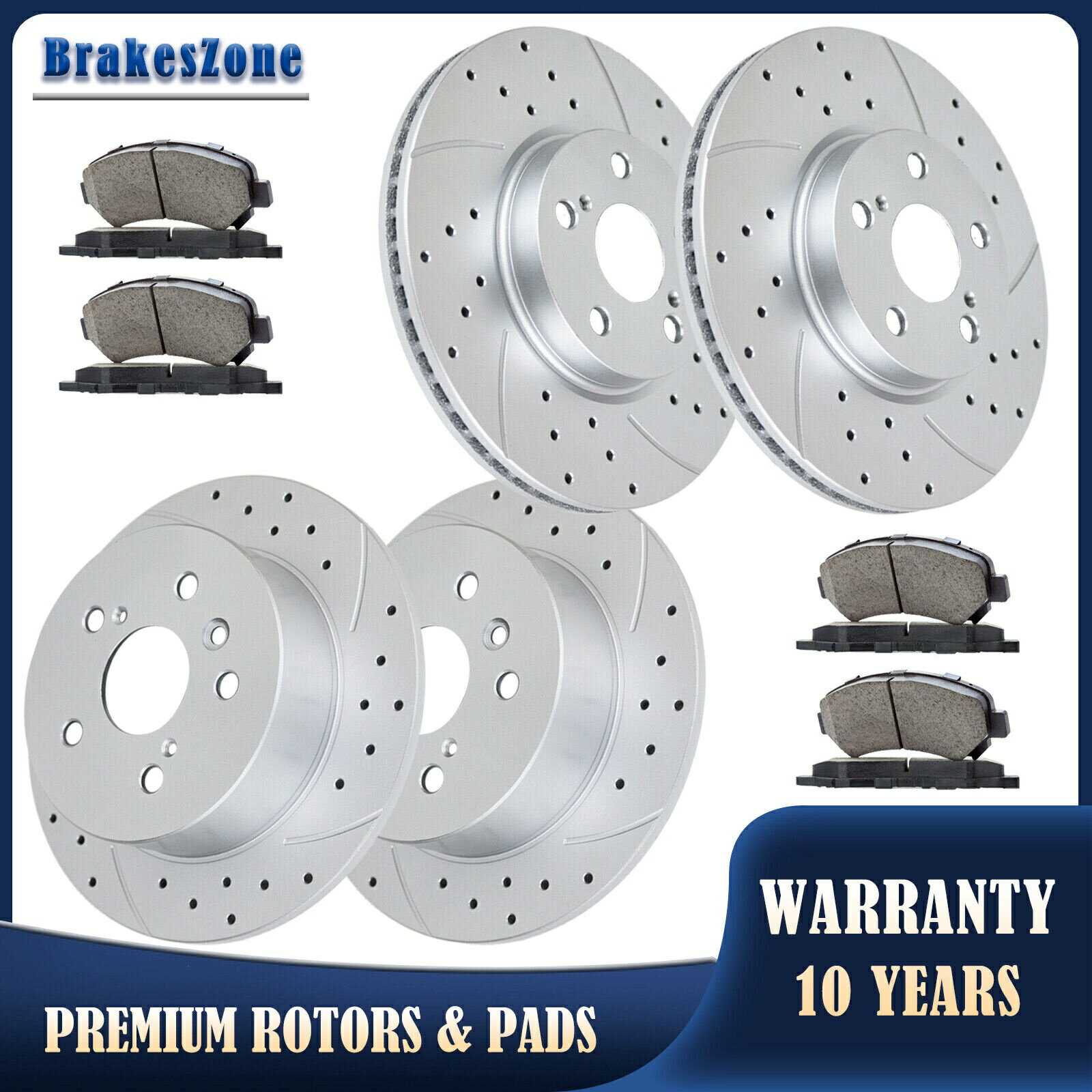 brake disc rotor Lexus ES300H 2013 2014 2015 2016 2017 2018に適したフロントリアブレーキローターパッド Front Rear Brake Rotors Pads Fit for Lexus ES300H 2013 2014 2015 2016 2017 2018