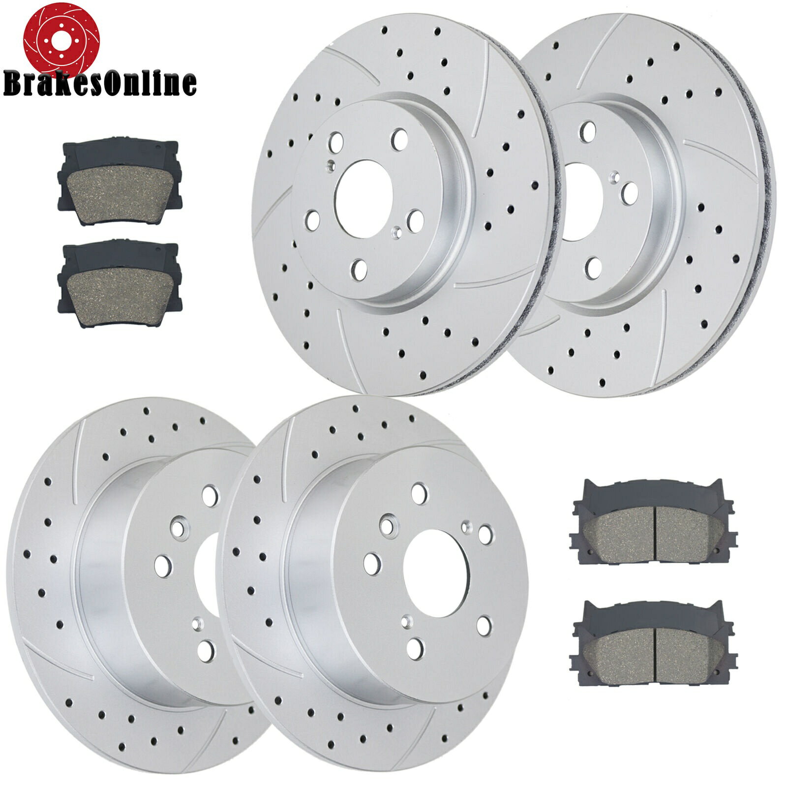 brake disc rotor 296mmフロントと281mmリアブレーキローターパッドはトヨタカムリアバロンブレーキに適しています 296mm Front and 281mm Rear Brake Rotors Pads Fit for Toyota Camry Avalon Brakes