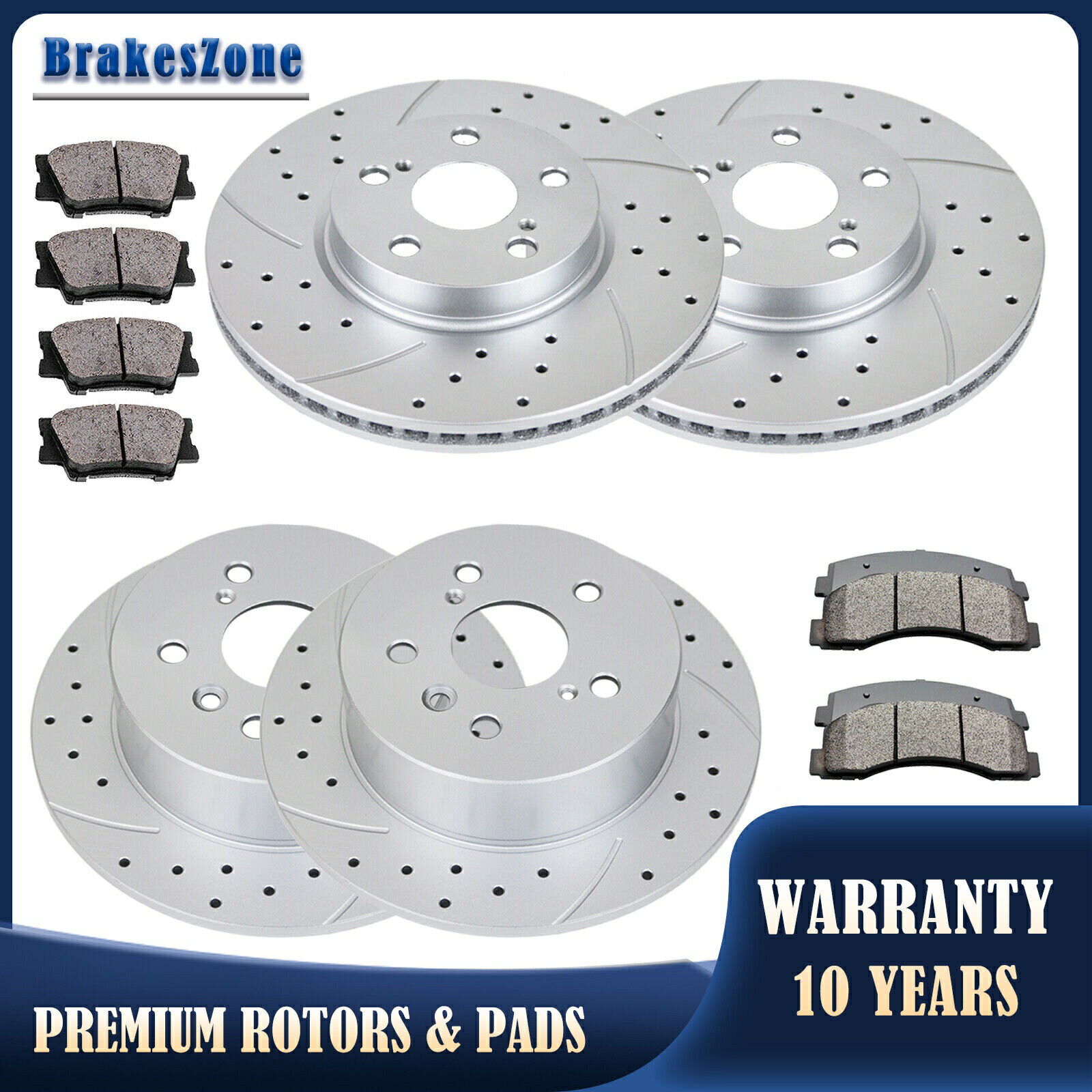 brake disc rotor 296mmフロント281mmリアブレーキローターパッドトヨタアバロン2013-2018ブレーキ 296mm Front 281mm Rear Brake Rotors Pads Fit for Toyota Avalon 2013-2018 Brakes