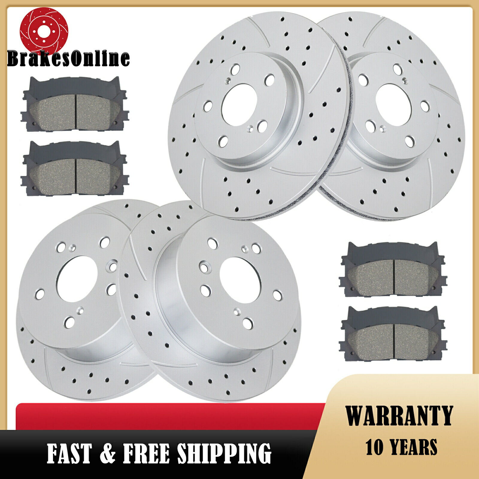 brake disc rotor トヨタに適したフロントリアブレーキローターパッド2008 2009 2010-2012ブレーキ Front Rear Brake Rotors Pads Fit for Toyota Avalon 2008 2009 2010-2012 Brakes