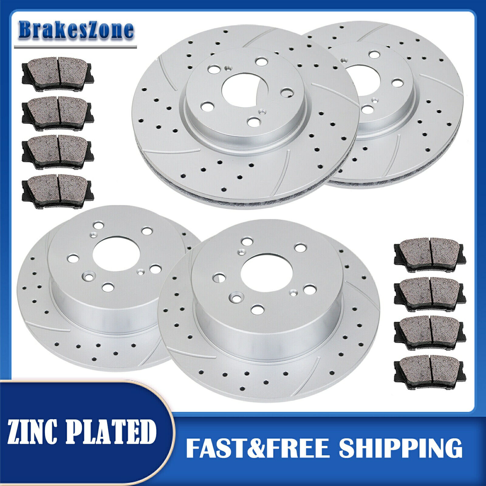 brake disc rotor トヨタのフロントリアブレーキローターとパッドアバロンドリルスロットスロットブレーキキット Front Rear Brake Rotors and Pads for Toyota Avalon Drilled Slotted Brakes Kit