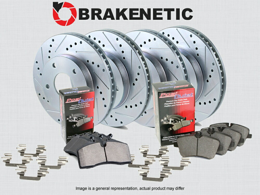 brake disc rotor [F＆R] Brakenetic Drill Slot Brake Rotors + Posi静かなパッド330mm/ソリッドBSK82833 [F&R] BRAKENETIC Drill Slot Brake Rotors + POSI QUIET Pads 330mm/SOLID BSK82833
