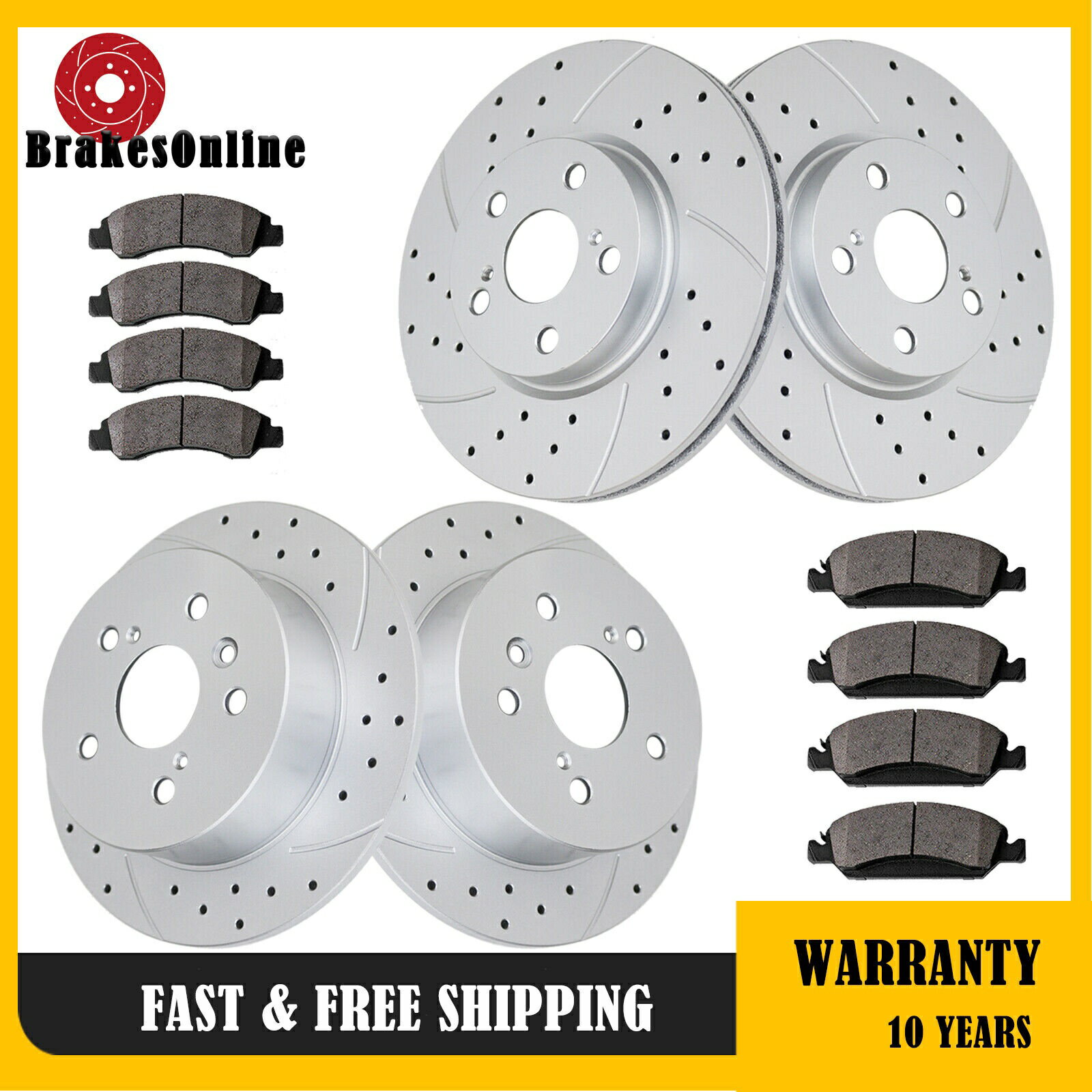 brake disc rotor トヨタカムリ2012-2017 296mmフロント281mmリアドリルブレーキローターパッドに適しています Fit for Toyota Camry 2012-2017 296mm Front 281mm Rear Drilled Brake Rotors Pads