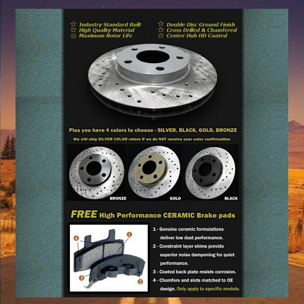 brake disc rotor P0330 Fit 2004 2005日産クエストクロスドリルドブレーキローターセラミックパッドF+R P0330 FIT 2004 2005 Nissan Quest Cross Drilled Brake Rotors Ceramic Pads F+R