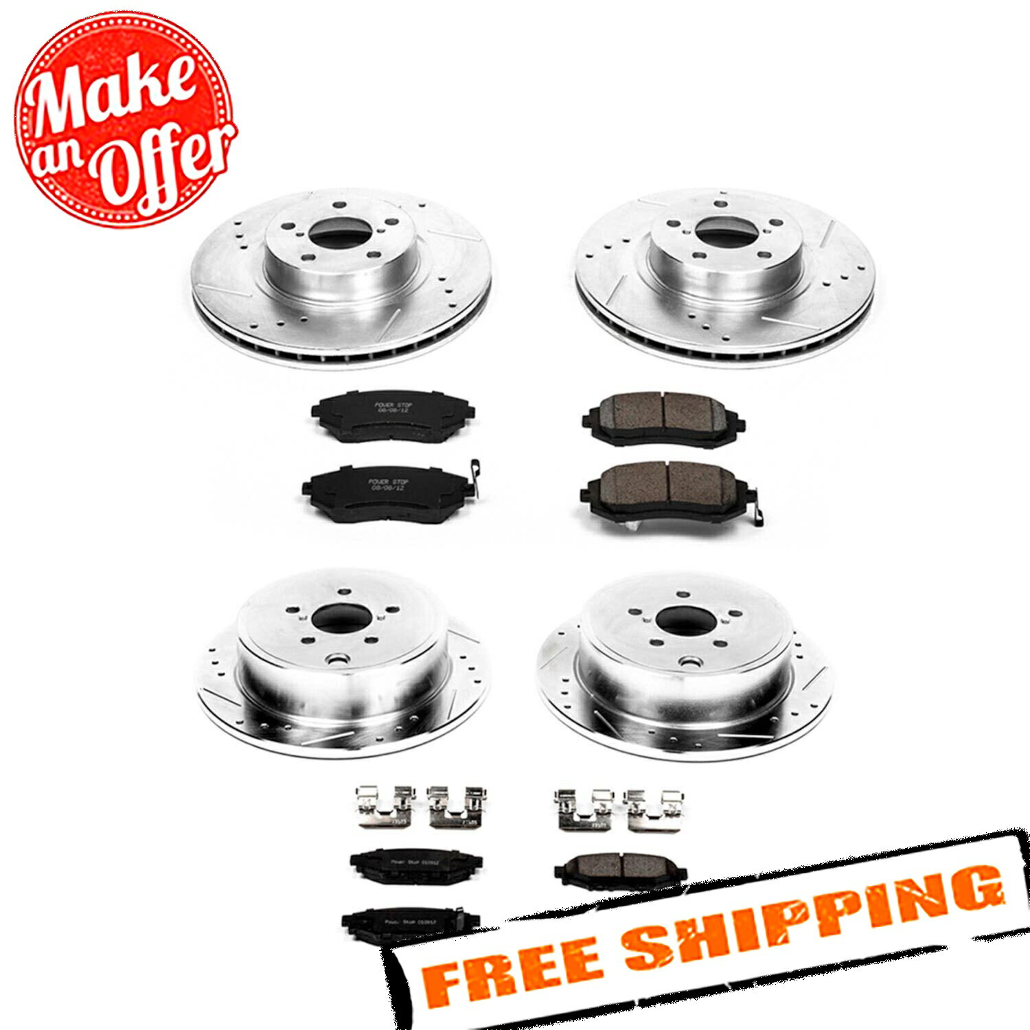 brake disc rotor パワーストップK6110 1クリックZ23エボリューションスポーツブレーキキット08-10スバルインプレッサ Power Stop K6110 1-Click Z23 Evolution Sport Brake Kit for 08-10 Subaru Impreza