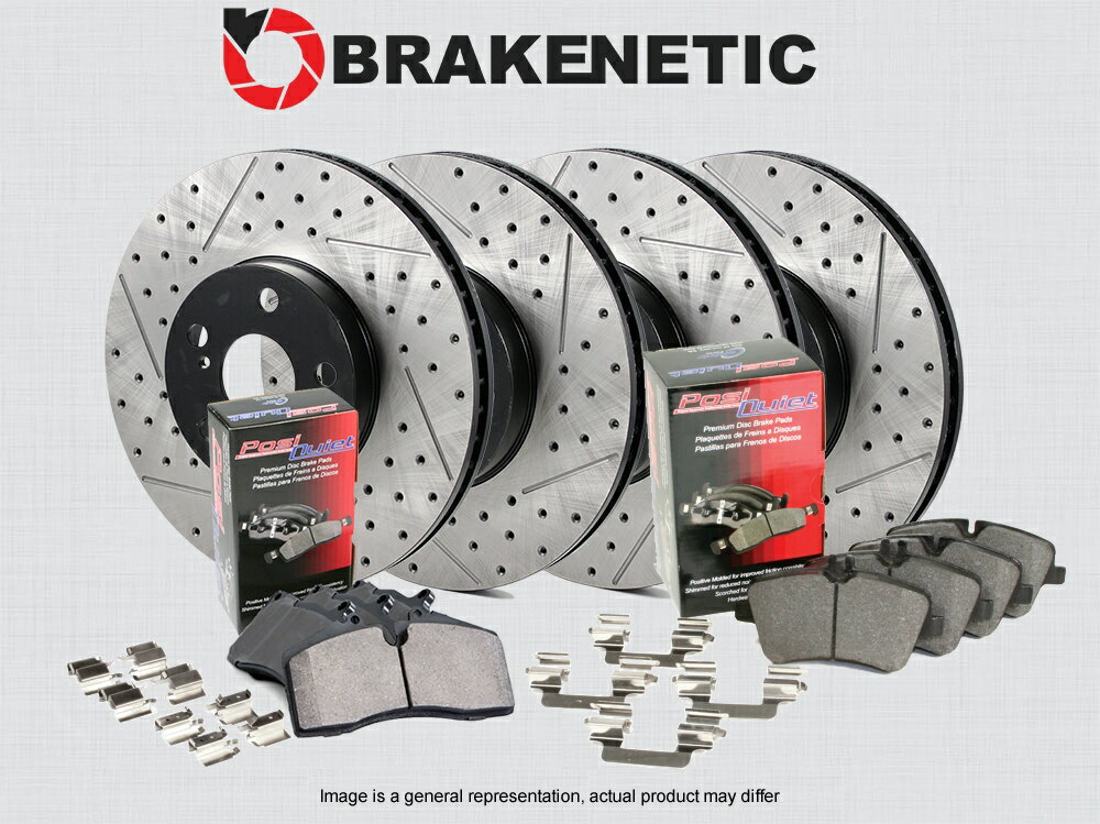 brake disc rotor [F＆R] Brakenetic Premium Drill Slot Brake Rotors + Posi静かなパッドBPK56993 [F&R] BRAKENETIC PREMIUM Drill Slot Brake Rotors + POSI QUIET Pads BPK56993