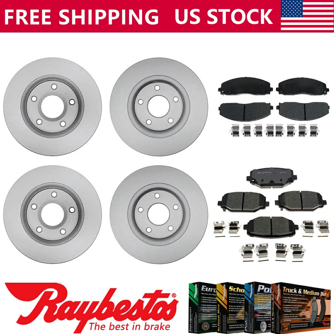 brake disc rotor フィットフォルクスワーゲンルータン2014フロントリアキットコーティングローターセラミックパッド-raybestos Fits Volkswagen Routan 2014 Front Rear Kit Coated Rotors Ceramic Pads -Raybestos