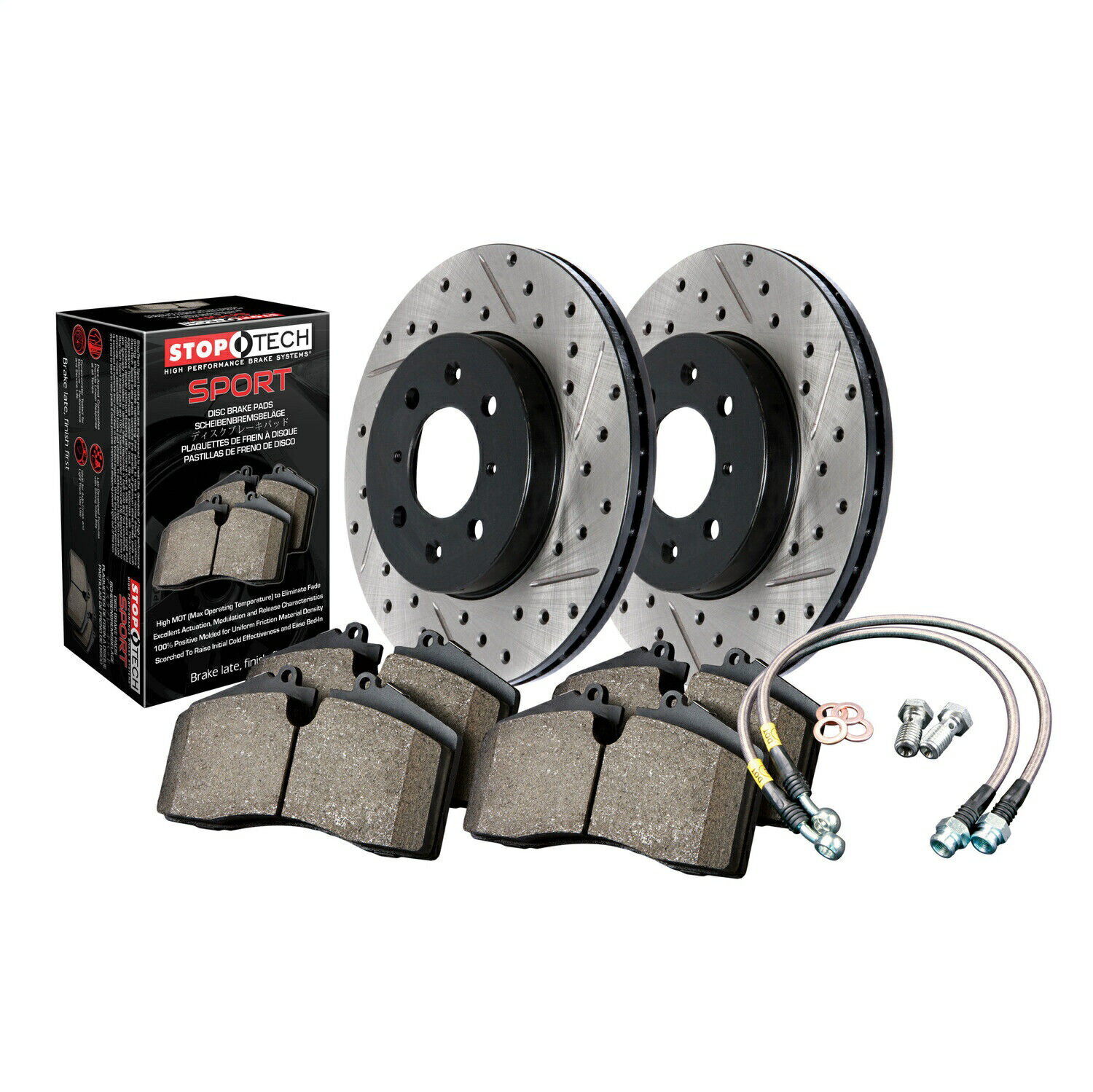 brake disc rotor STOPTECH 978.40006Rスポーツディスクブレーキキットw/クロスドリルおよびスロットローター付き StopTech 978.40006R Sport Disc Brake Kit w/Cross-Drilled And Slotted Rotors
