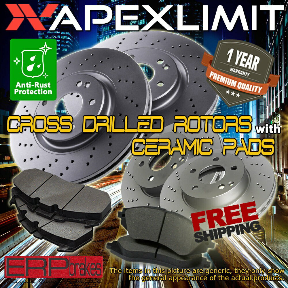 brake disc rotor 2001年のジープチェロキー用の10インチドラムのfドリルローターとパッドとRドラム＆シューズ F Drilled Rotors & Pads and R Drums & Shoes for 2001 Jeep Cherokee with 10" Drum