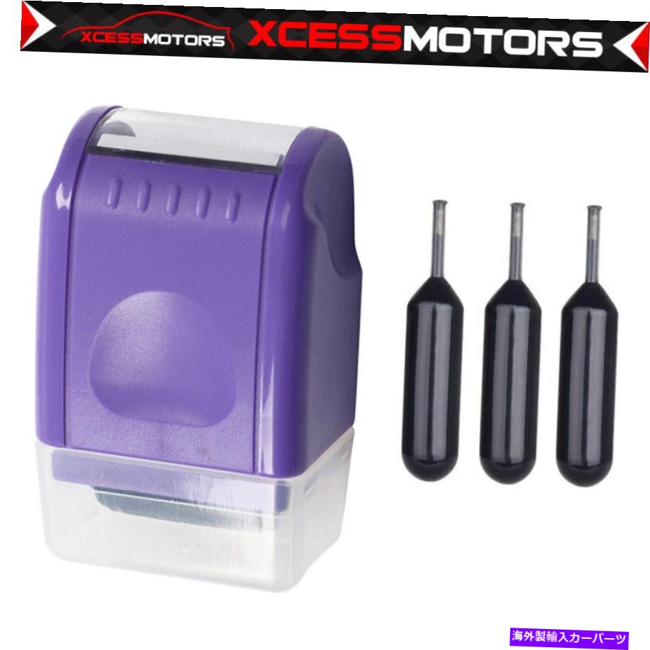  ѡ 0.67ݸɤ̤磻ɥ顼w/ 3佼ѡץ 0.67In Identify Theft Protection Guard Wide Roller Stamp w/ 3 Ink Refill Purple