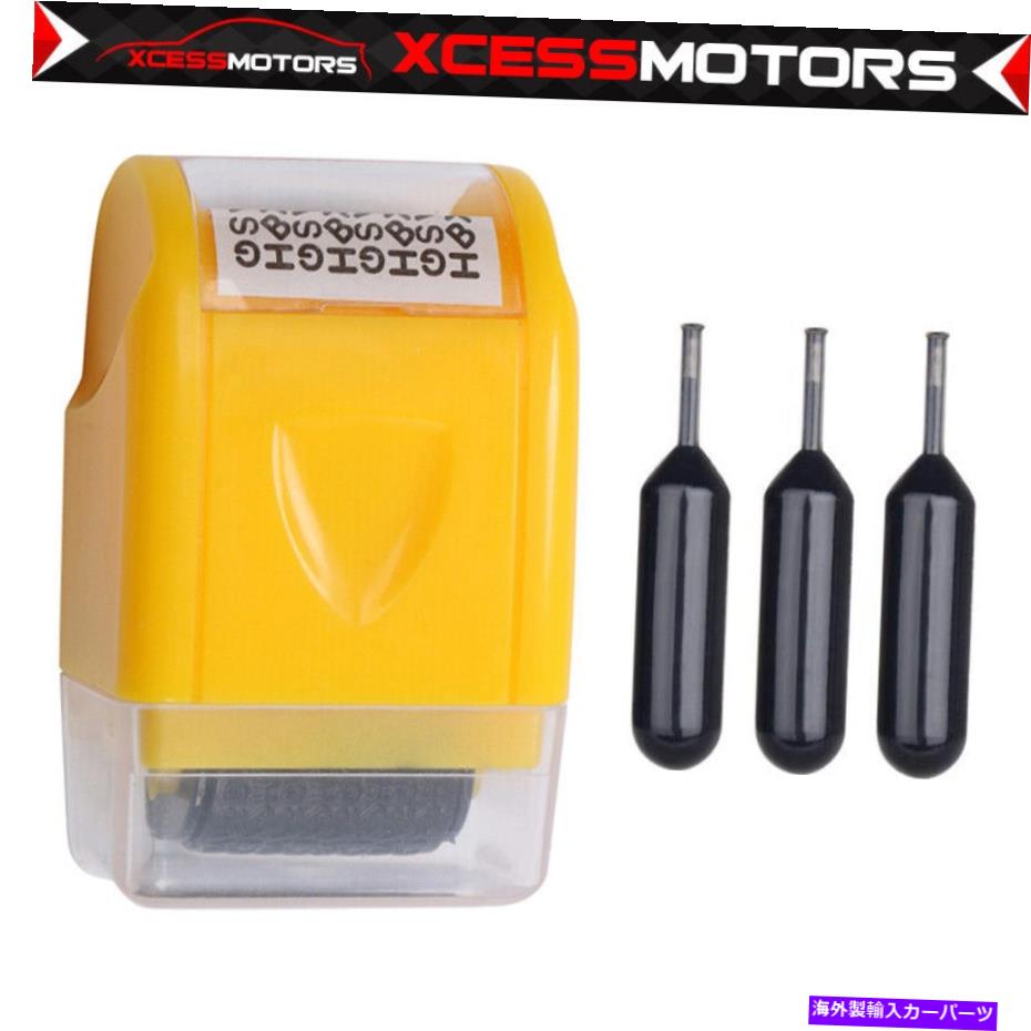  ѡ 0.67ݸɤ̤磻ɥ顼դ磻ɥ顼 0.67In Identify Theft Protection Guard Wide Roller Stamp w/ 3 Ink Refill Yellow