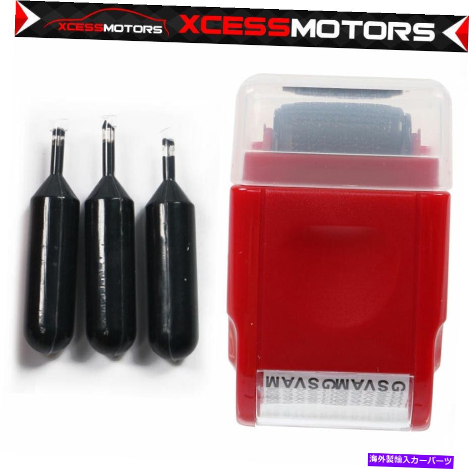  ѡ 1.34inݸɤμ̥磻ɥ顼դ磻ɥ顼 1.34In Identify Theft Protection Guard Wide Roller Stamp w/ 3 Ink Refill Red