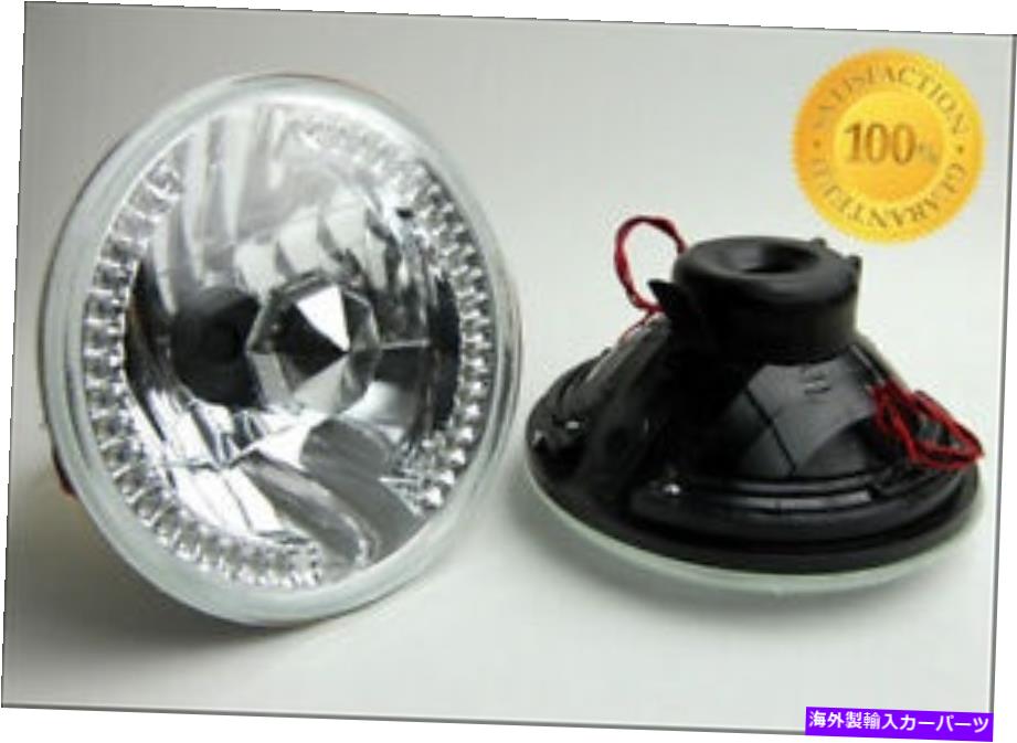 海外製 エアロパーツ 7 "クロムLEDハローシールビームH6024ガラスヘッドライトランププリマスフォードGMC 7" CHROME LED HALO SEALED BEAM H6024 GLASS HEADLIGHT LAMP PLYMOUTH FORD GMC