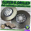brake disc rotor S0849 Fit 2011 2012 Dodge Grand Caravan Drilled Brake Rotorsセラミ...