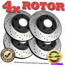 brake disc rotor RH0849フロント+リアブラックドリルドブレーキローター2010 2012グランドキャラバン RH0849 FRONT+RE...
