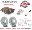 brake disc rotor メルセデスフロントブレーキパッド&2ローターセットW/センサーC300 C350 E250 E350 400本物 Merced...