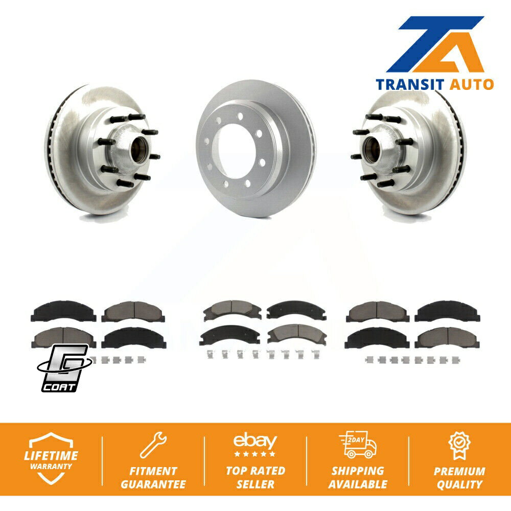brake disc rotor フォードE-350スーパーデューティE-250用のフロントリアコートディスクブレーキローターセラミックパッドキット Front...