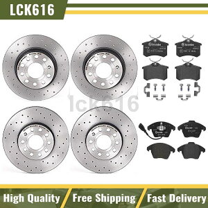 brake disc rotor 2011年フォルクスワーゲンゴルフ用のブレンボブレーキパッドドリルスロットローターフロントリア Brembo Brake Pads Drilled Slotted Rotors Front Rear For 2011 Volkswagen Golf