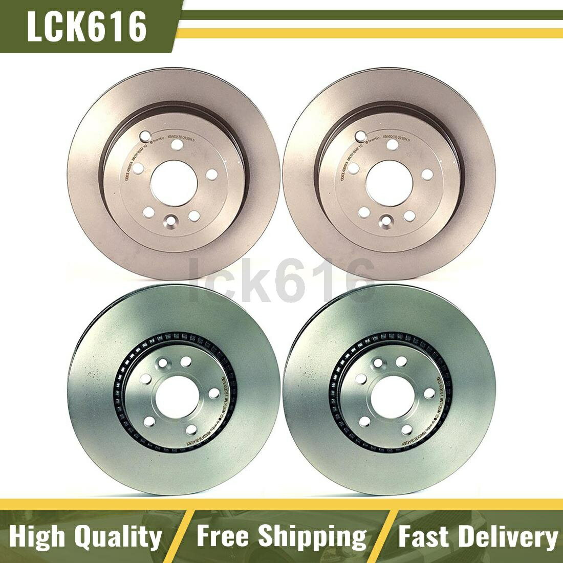 brake disc rotor 2008年から2012年のランドローバーLR2用の4のブレンボブレーキローターフロントリアキットセット4 Brembo Brake Rotors Front Rear Kit Set of 4 For 2008-2012 Land Rover LR2