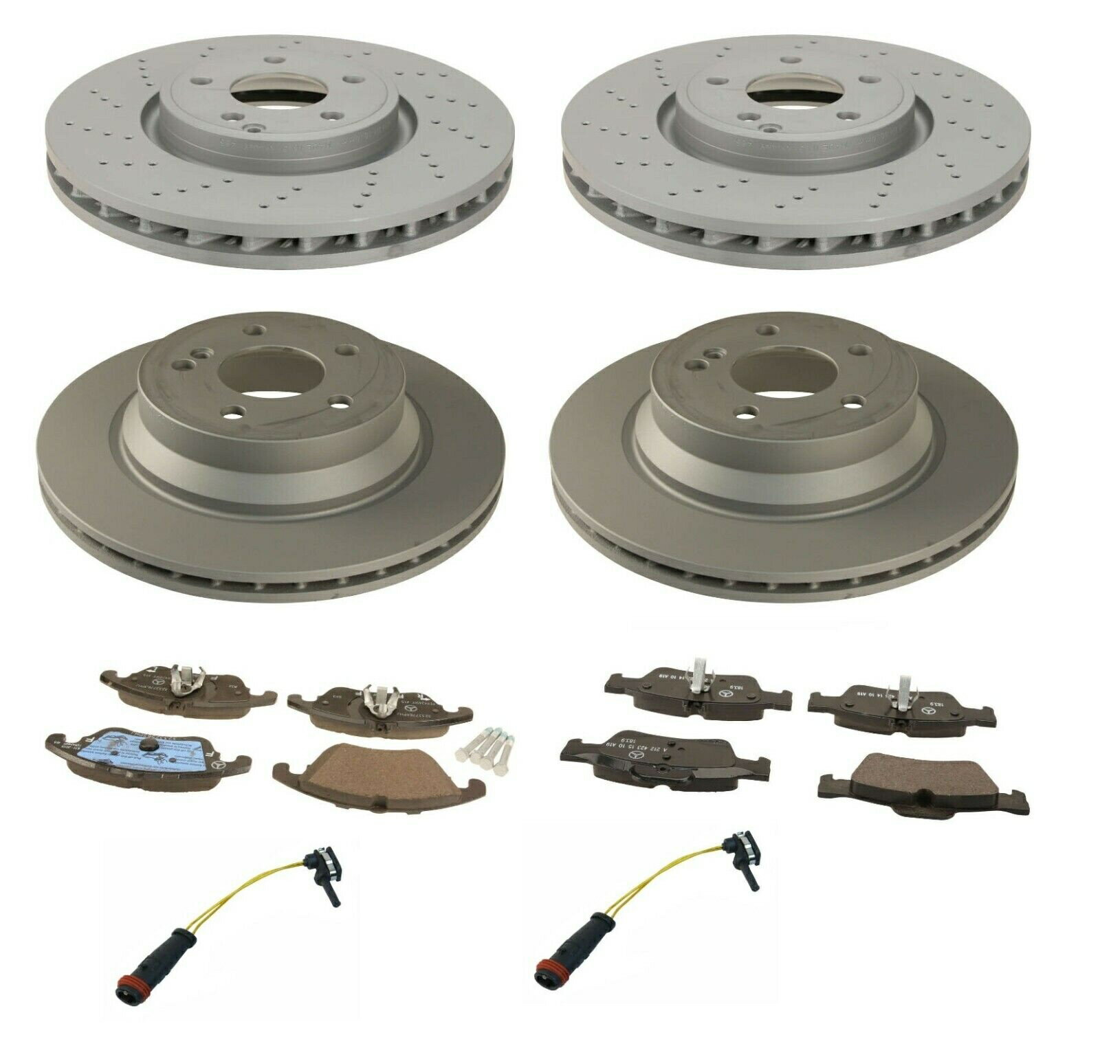 brake disc rotor 륻ǥC218 CLS400ѤʪΥեȥꥢǥ֥졼ѥåɤȥ󥵡å Genuine Front Rear Disc Brake Rotors Pads &Sensor Kit For Mercedes C218 CLS400