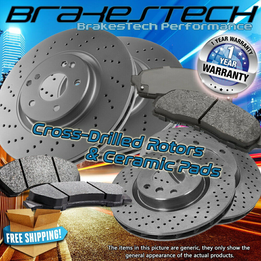 brake disc rotor フロント+リアドリルローターと2005年から2008年のポンティアックグランプリGXP 5.3Lのセラミックパッド Front+Rear Drill Rotors & Ceramic Pads for 2005-2008 Pontiac Grand Prix GXP 5.3L