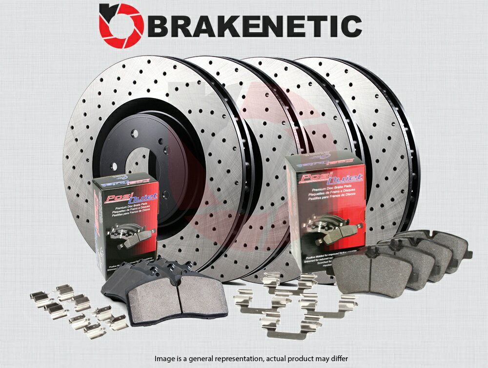 brake disc rotor [F＆R] Brakenetic Premium Drilled Brake Rotors + Posi静かなパッド344mm BPK84178 [F&R] BRAKENETIC PREMIUM DRILLED Brake Rotors + POSI QUIET Pads 344mm BPK84178