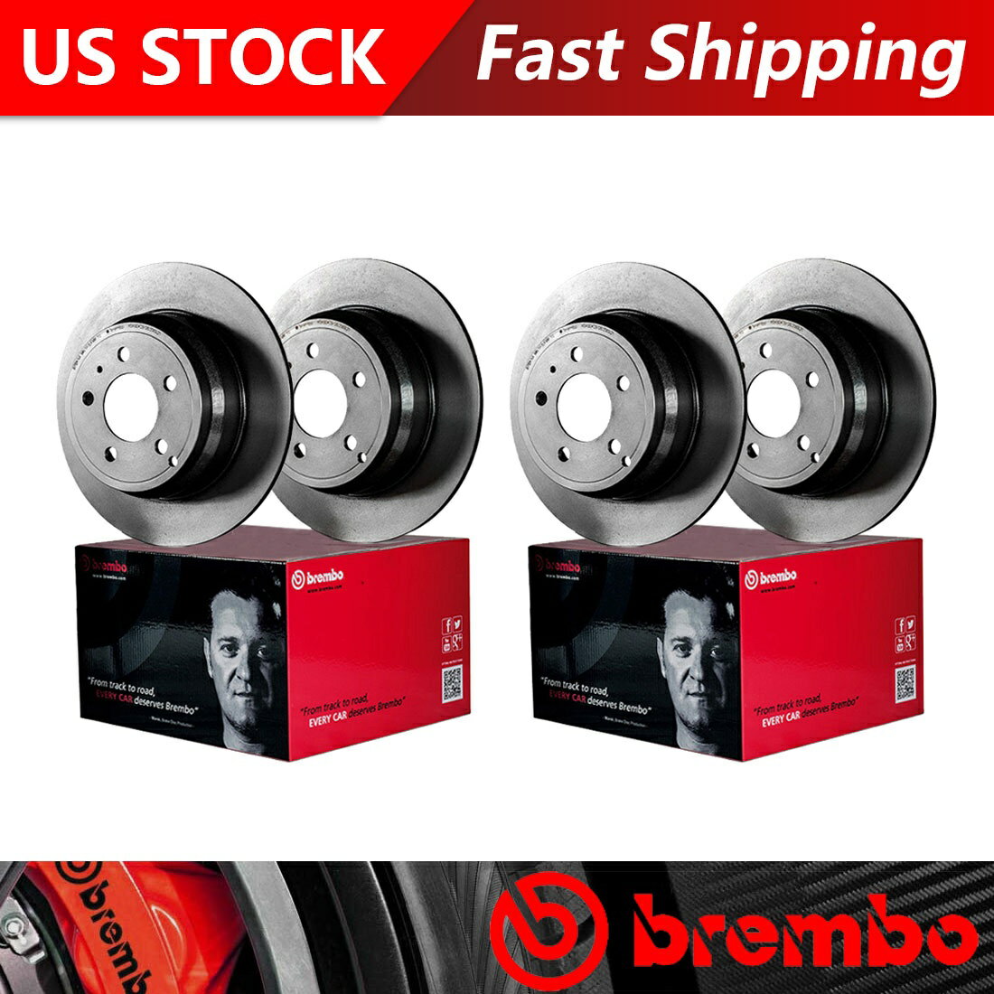 brake disc rotor 2005-2009クライスラー300フロント +リアコーティングブレーキローター-BremboプレミアムOE Fits 2005-2009 Chrysler 300 Front + Rear Coated Brake Rotors - Brembo Premium OE